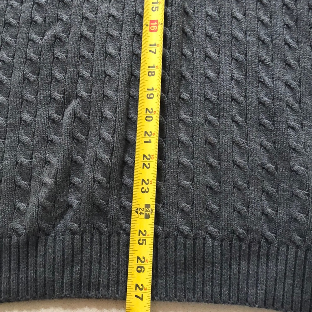 IZOD MENS QUARTER ZIP CABLE KNIT SWEATER WITH GRAY SIZE LARGE - Picture 11 of 12